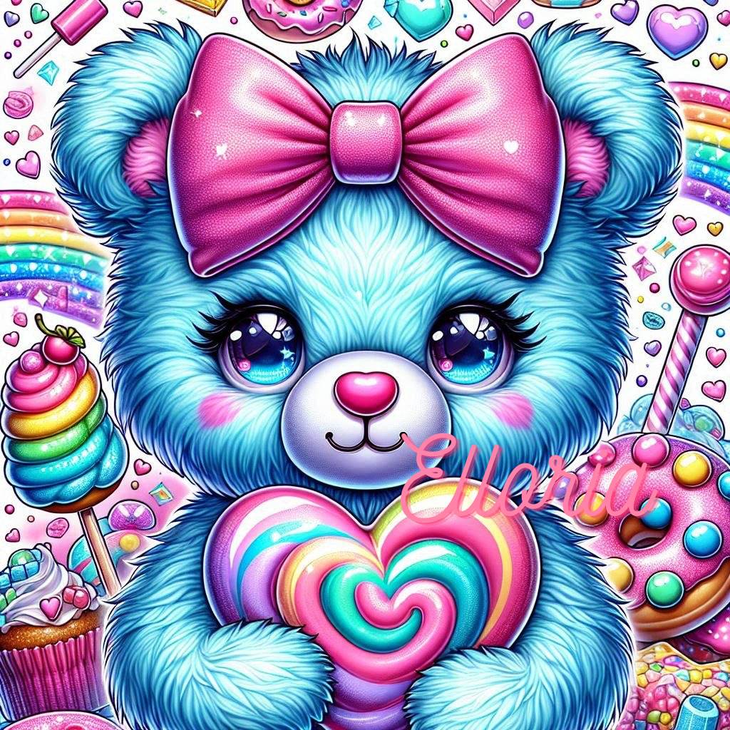 Diamond Painting – Ourson Candy et son Cœur Arc-en-Ciel