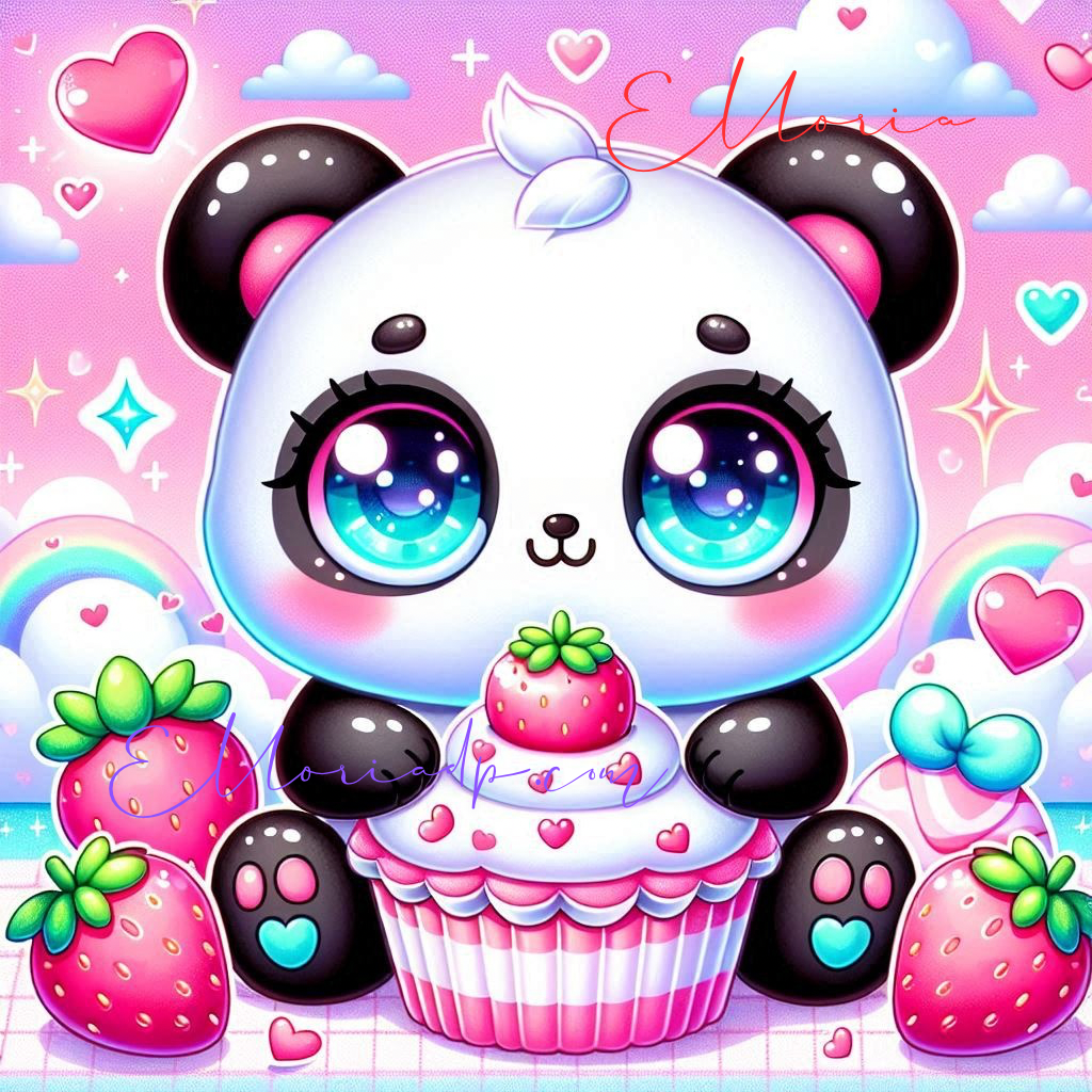 Kit Diamond Painting – Panda Gourmand 🐼🍓