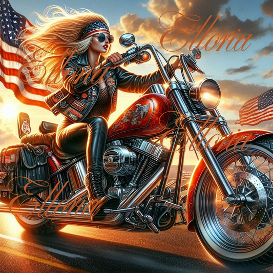 🏍️ Kit Diamond Painting Elloria – “Roxy, l’âme rebelle”