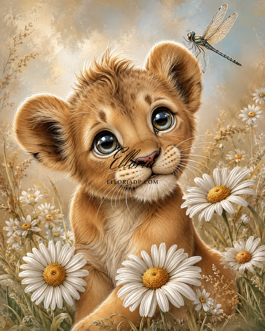Petit Roi des Marguerites 🦁🤍✨Diamond painting Elloria