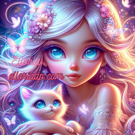 ✨ Diamond Painting – Liora et son Chaton de Lumière ✨