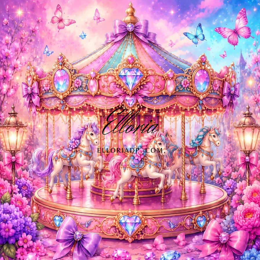 Diamond Painting Carrousel Licornes & Diamants – Rêve Féerique Pastel | Collection Premium Elloria