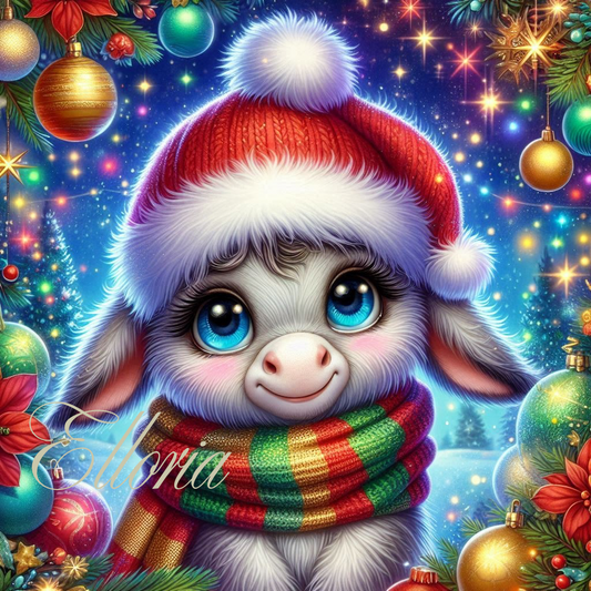 Diamond Painting – Petit Âne de Noël 🎅🧣✨