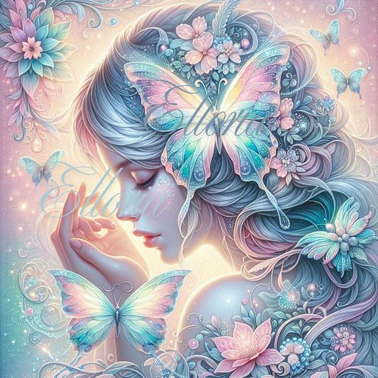 🦋 Kit Diamond Painting Elloria – Aurore, la Fée aux Papillons Éthérés