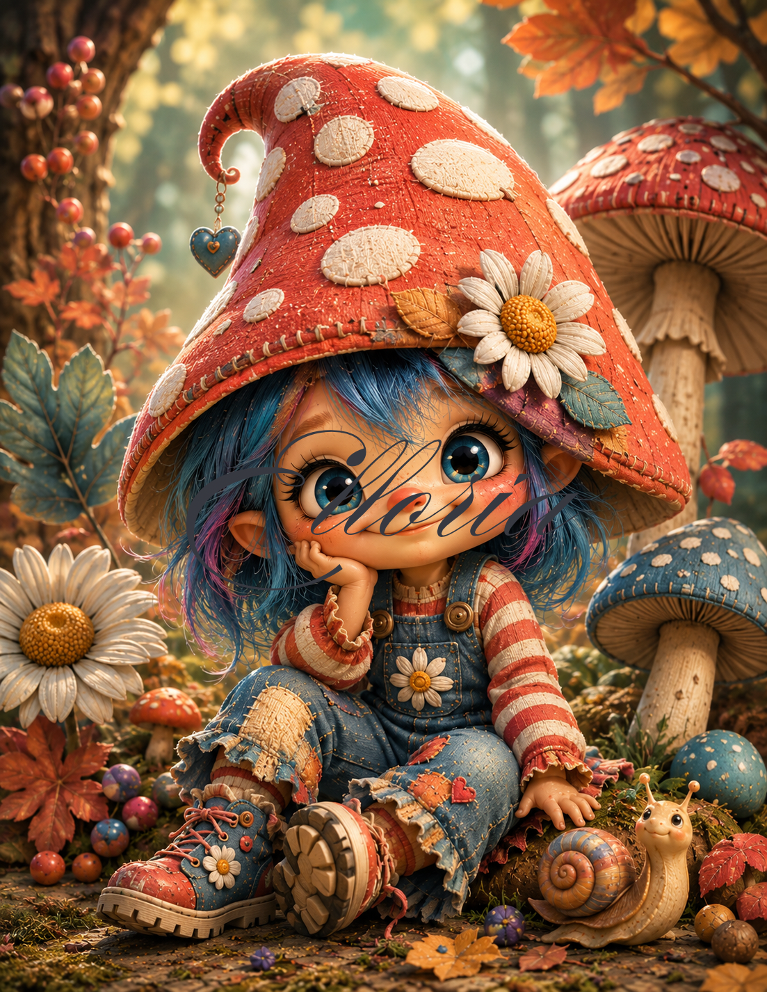 Diamond Painting Lili Champignon | Petite Lutine de la Forêt | Création Originale Elloria