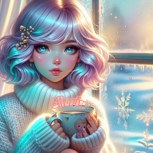 ❄️☕ Diamond Painting | Mila au Chocolat Chaud | Collection Elloria