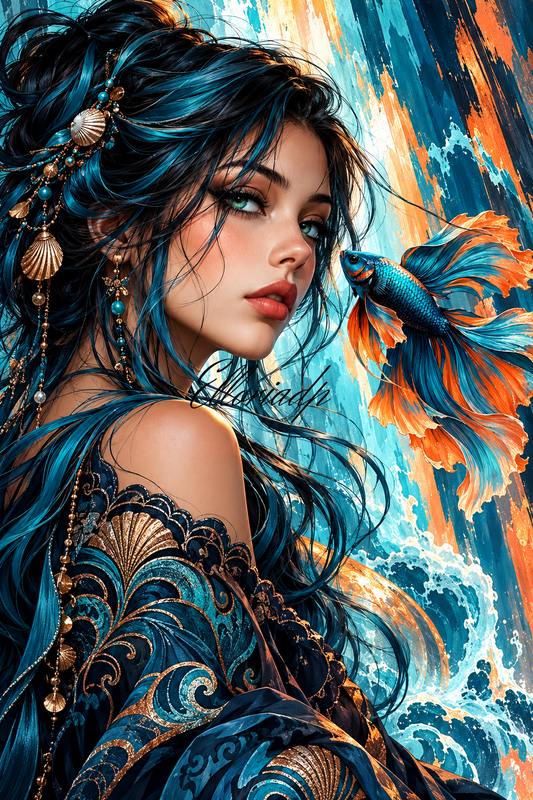 L’Écume et le Feu – Diamond Painting Femme & Océan | Elloria