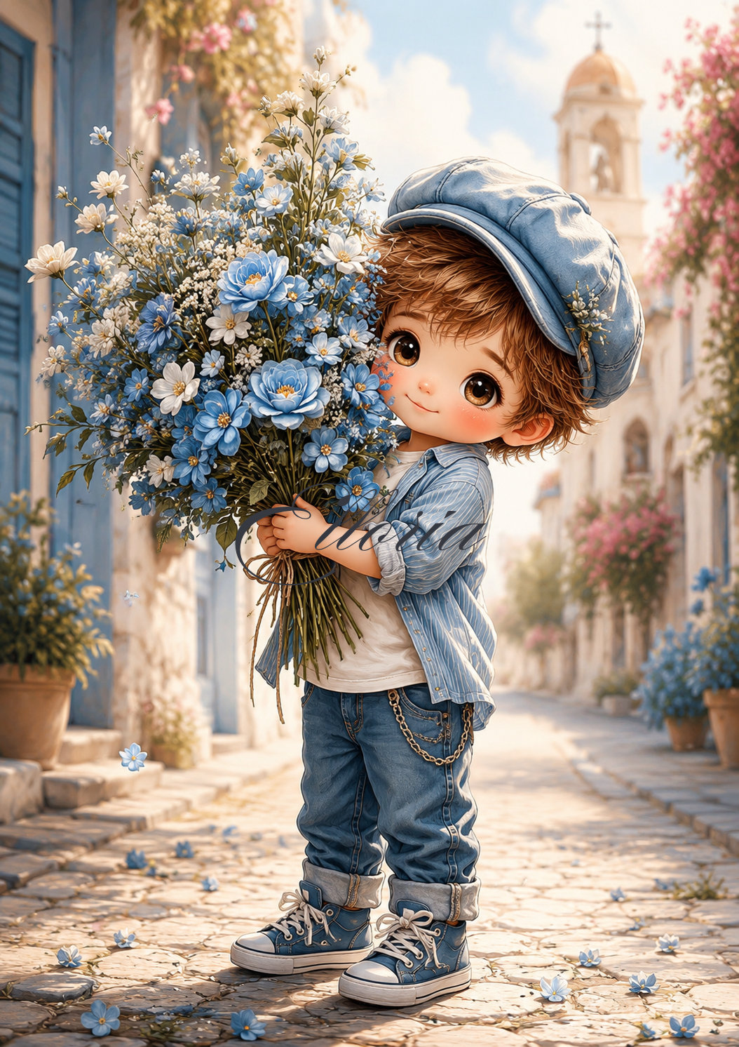Diamond Painting Le Petit Messager des Fleurs | Bouquet Bleu | Elloria