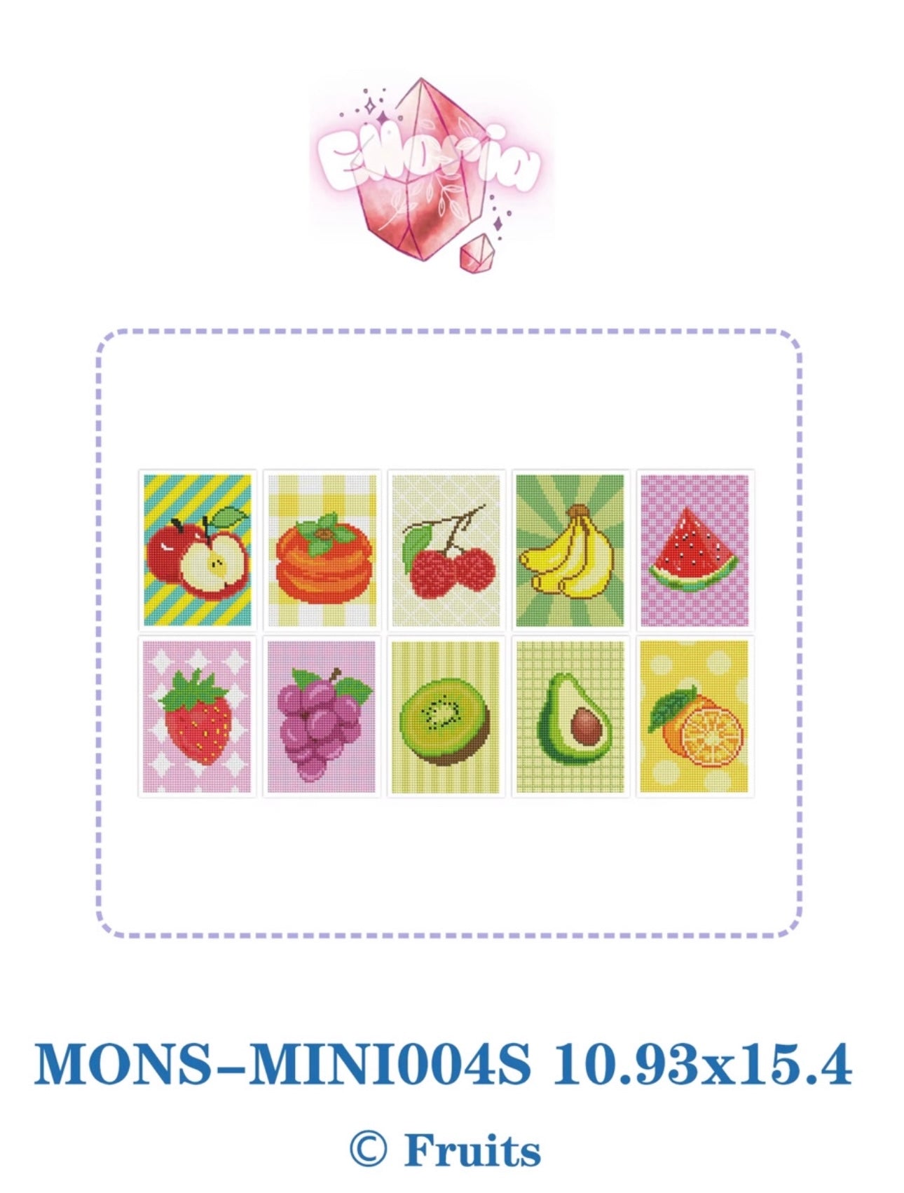 🍋 Mini kit diamond painting artisanal – Fruits – 9 mini motifs – Elloria