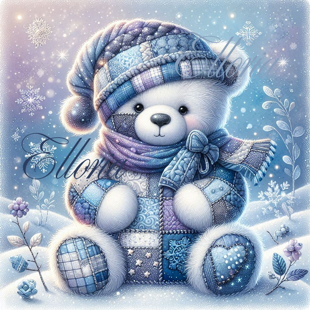 🐻❄️ Kit Diamond Painting Elloria – Ourson Givré “Eliott”