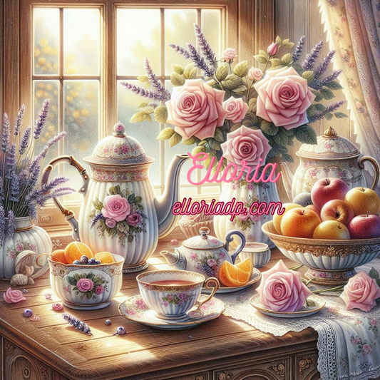 🎨 Diamond Painting – Goûter fleuri au soleil 🌷🍊