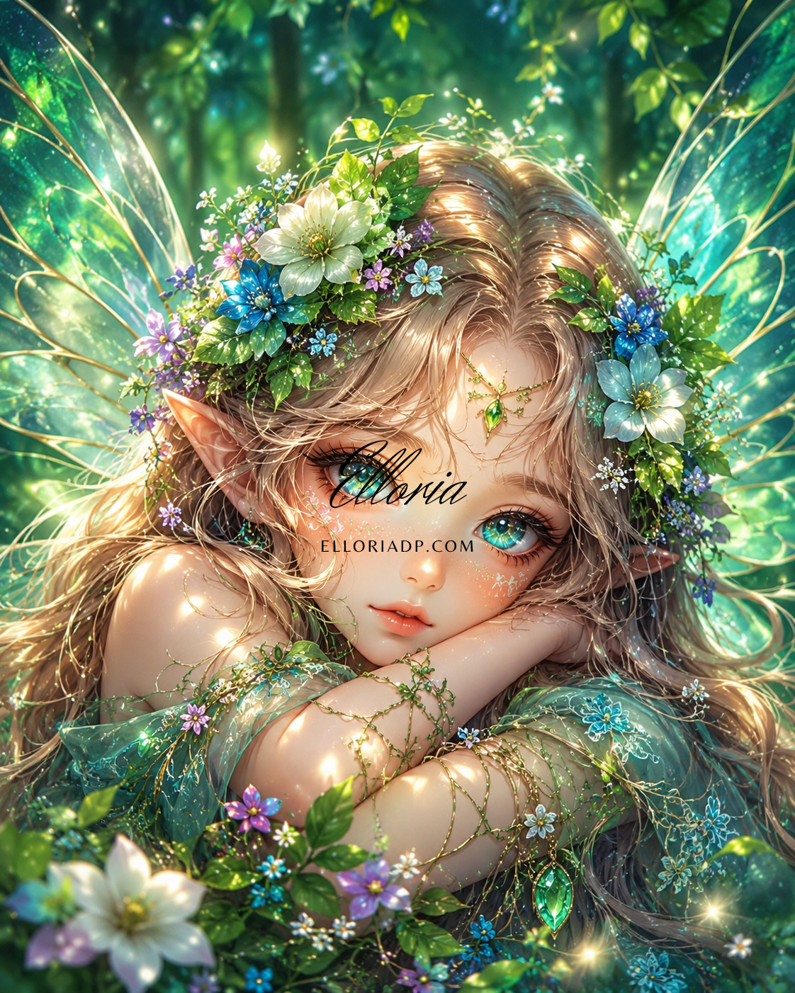La Gardienne de l’Émeraude – Diamond Painting Fée de la Forêt Enchantée | Elloria