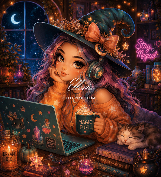 La Sorcière des Étoiles Connectées – Diamond Painting Halloween | Elloria
