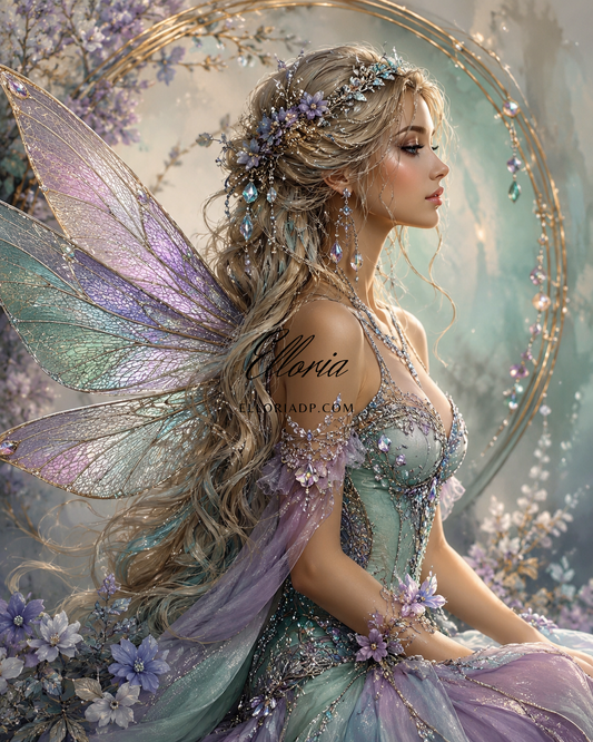 La Gardienne des Ailes de Cristal | Diamond Painting fée pastel Elloria