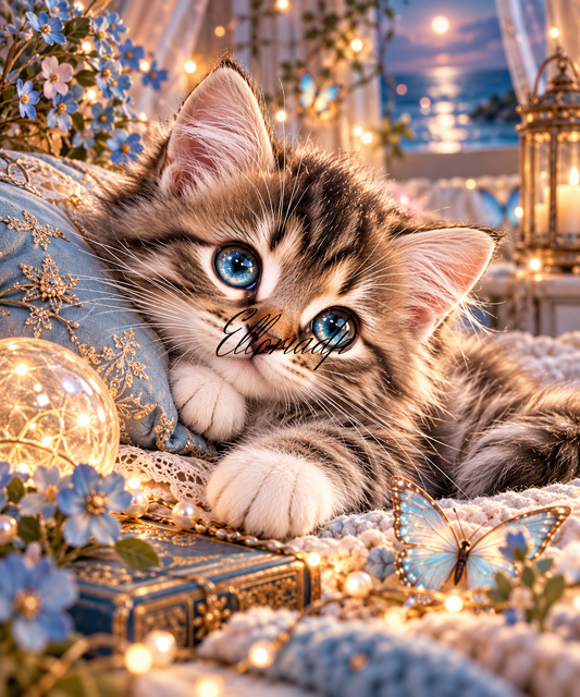 Les Rêves Bleus du Petit Chat – Diamond Painting | Elloria
