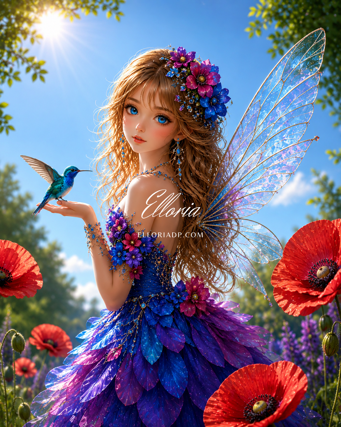 La Fée du Colibri Bleu – Diamond Painting Fée et Colibri Magique | Elloria