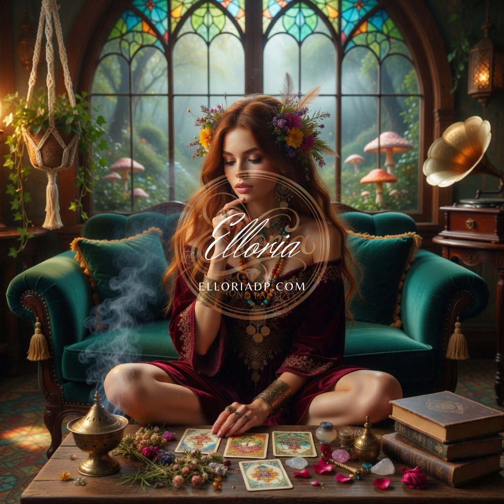 Diamond Painting Femme Bohème Mystique – Univers Tarot & Nature Enchantée | Collection Premium Elloria