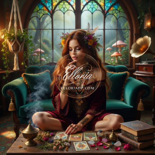 Diamond Painting Femme Bohème Mystique – Univers Tarot & Nature Enchantée | Collection Premium Elloria