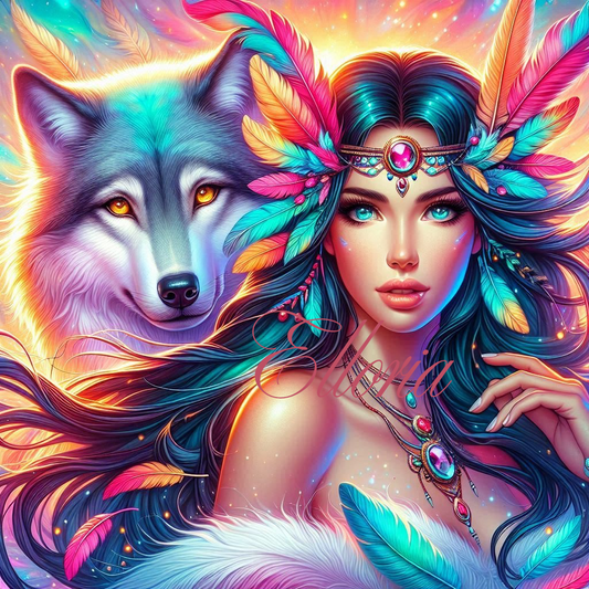 🌌 Kit Diamond Painting Elloria – “Lyra, l’étoile aux cheveux d’arc-en-ciel”