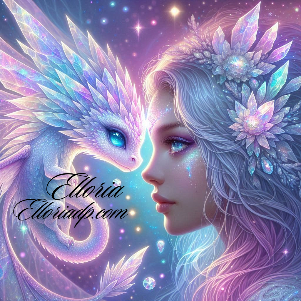 💠 Diamond Painting – Lyanna et le Dragon Cristallin (Collection : Elloria – Réalisme Magique)