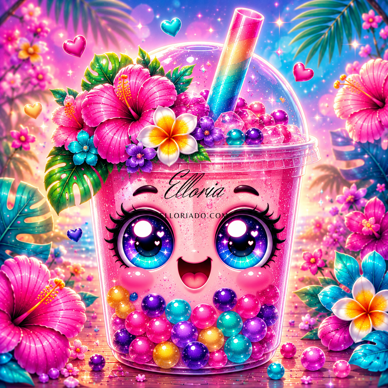 Bubble tea tropical Diamond painting Elloria collection Ellozest