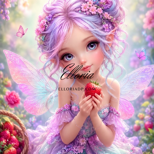 Nia la Fée des Fraises Enchantées 🍓🧚‍♀️✨Diamond painting Elloria