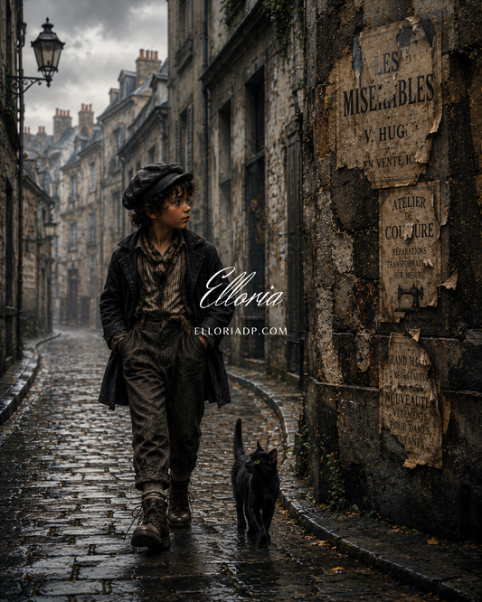 Le Petit Gavroche des Rues Oubliées 🕯️🐈📖 Diamond painting Elloria