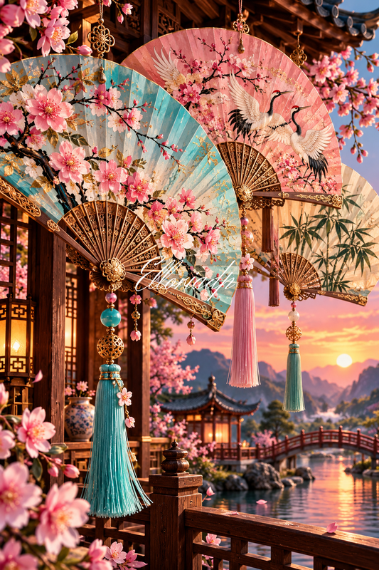 Les Éventails du Soleil Levant – Diamond Painting | Elloria