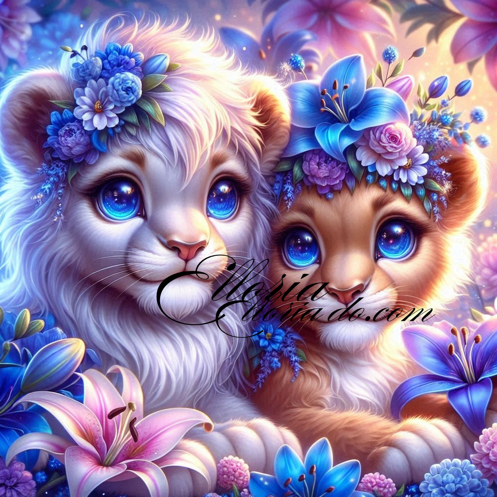 ✨ Diamond Painting | Nébula & Soléa, les Lionceaux du Jardin Bleu 🌸🦁💙