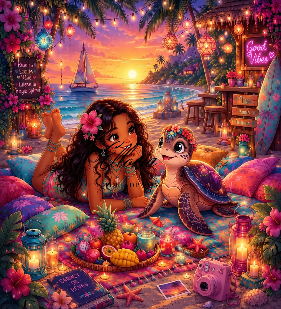 Naïa et la Tortue des Rêves d’Été Diamond painting