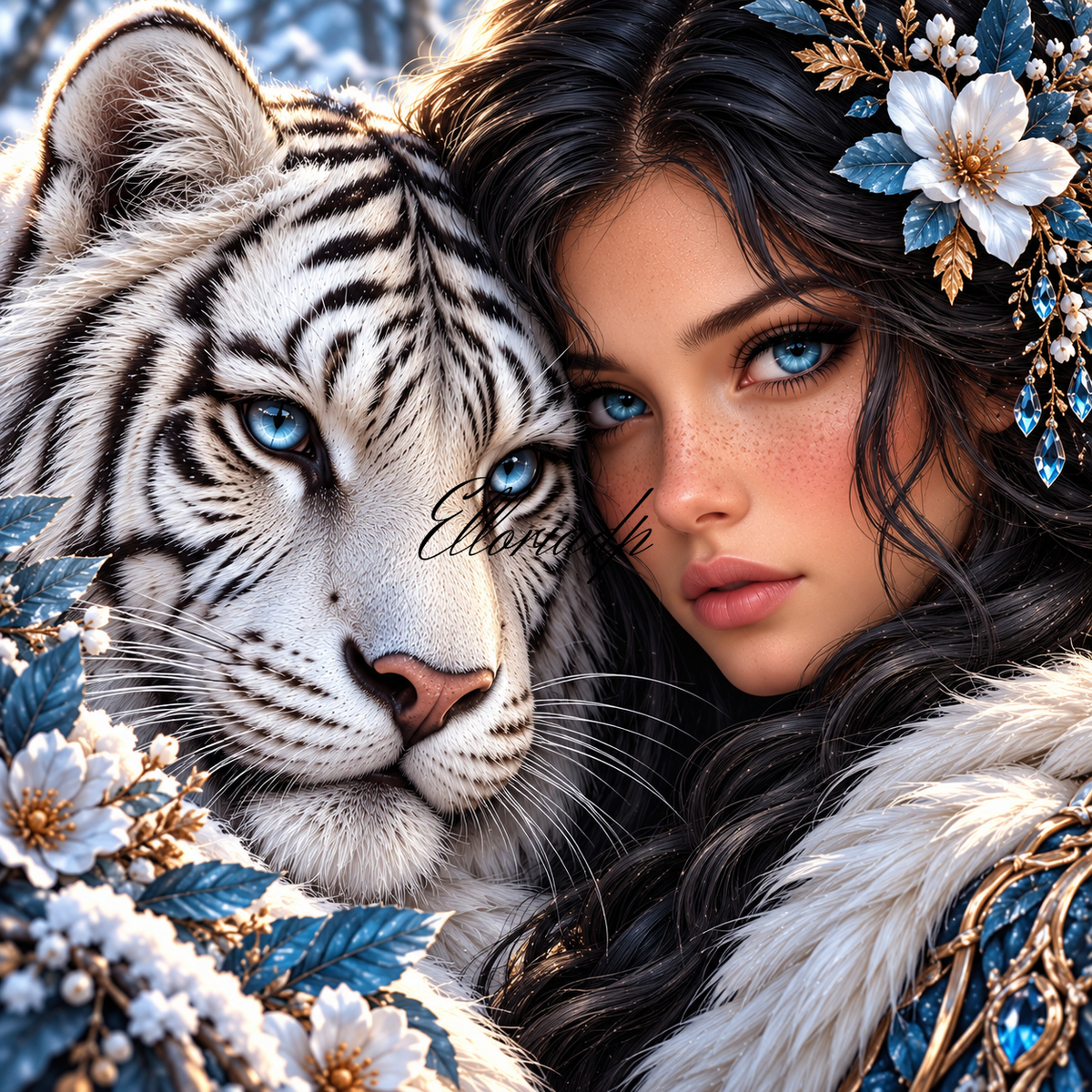 Les Âmes de Saphir – Diamond Painting Tigre Blanc | Elloria