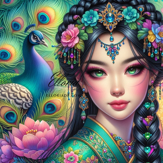 🌺 Elloria – Diamond Painting “L’Âme du Paon”