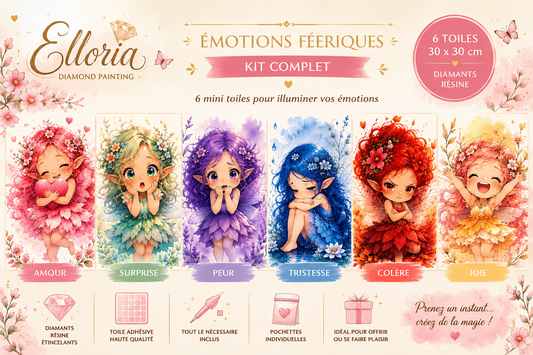 Kit Diamond Painting Émotions Féeriques | 6 mini-toiles Elloria