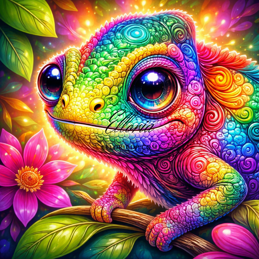 Diamond Painting Caméléon Arc-en-Ciel – Elloria