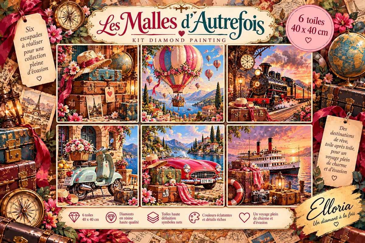 Les Malles d’Autrefois – Kit Diamond Painting Elloria