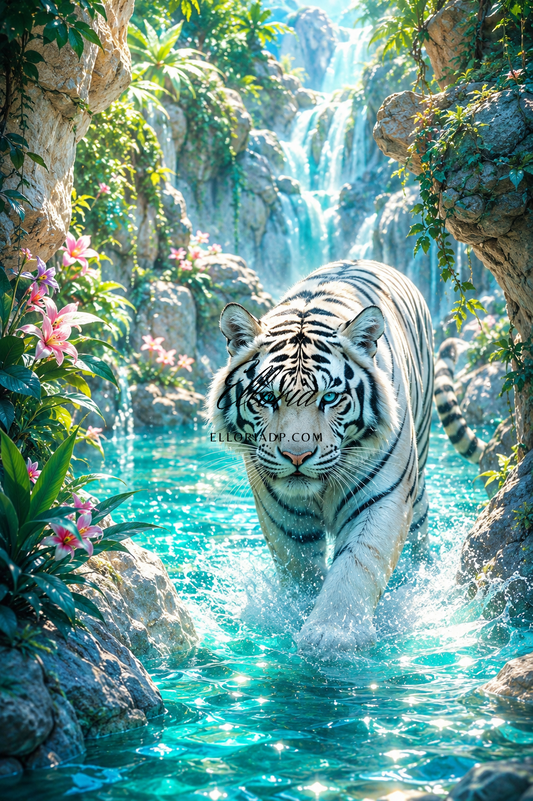 Diamond Painting Tigre Blanc des Cascades | Elloria