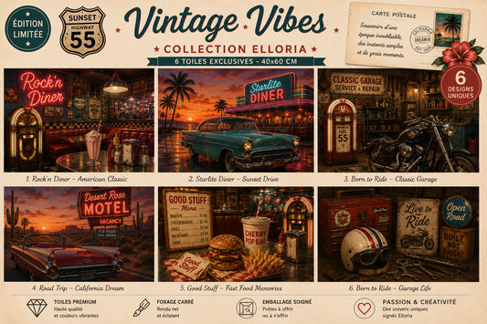 Vintage Vibes Sunset Highway Edition kit Diamond painting Elloria