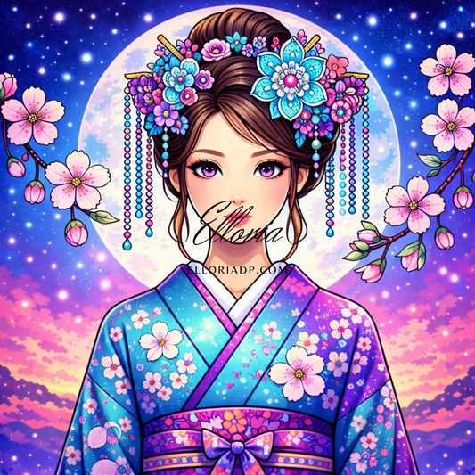 🌸 Elloria – Diamond Painting “Sous la Lune de Sakura”