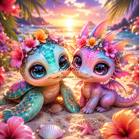 Les Complices du Lagon – Diamond Painting Tortue & Dragon | Elloria