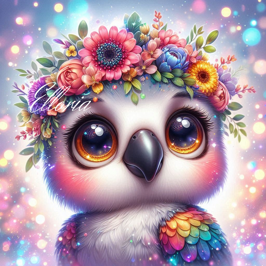 Diamond Painting – La Chouette Arc-en-Ciel Fleurie | Illustration Magique Elloria