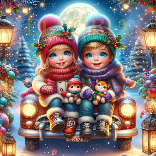 Diamond Painting – Zoé & Léo sous la Lune d’Hiver 🌙❄️🎁