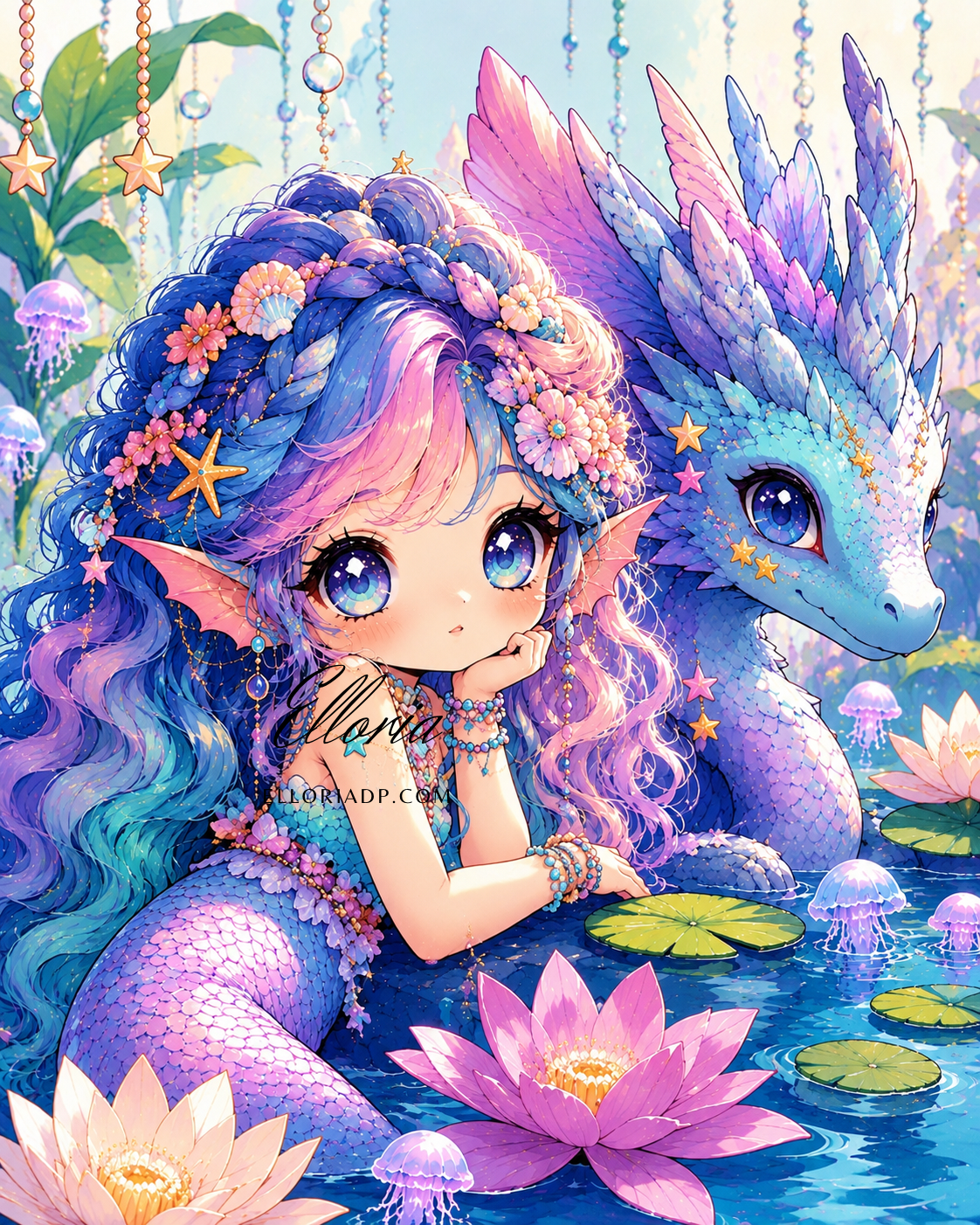 Sirène Cristalline & Dragon Marin – Diamond Painting Fantasy Féerique/elloria