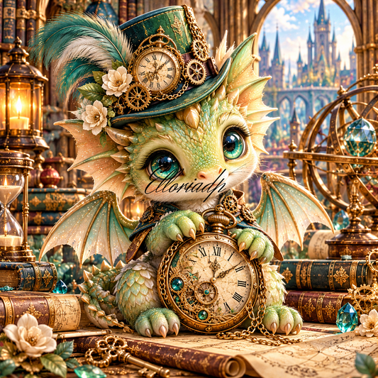 Tic-Tac, le Petit Gardien du Temps – Diamond Painting Dragon | Elloria