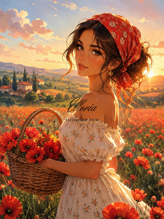 Demoiselle aux Coquelicots | Diamond Painting Romantique – Elloria