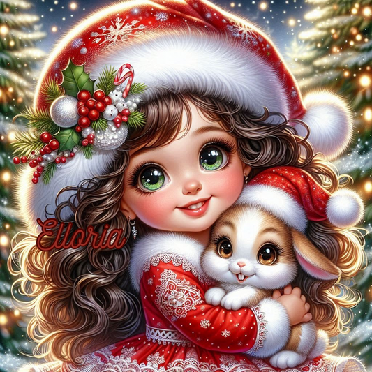 💎 Diamond Painting – Léna et son lapin de Noël
