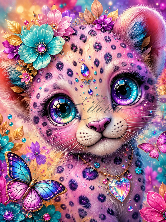 Diamond Painting Léopard Rose Fantaisie | Elloria