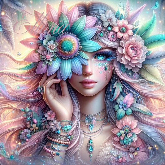 Diamond Painting – La Muse aux Fleurs Pastel