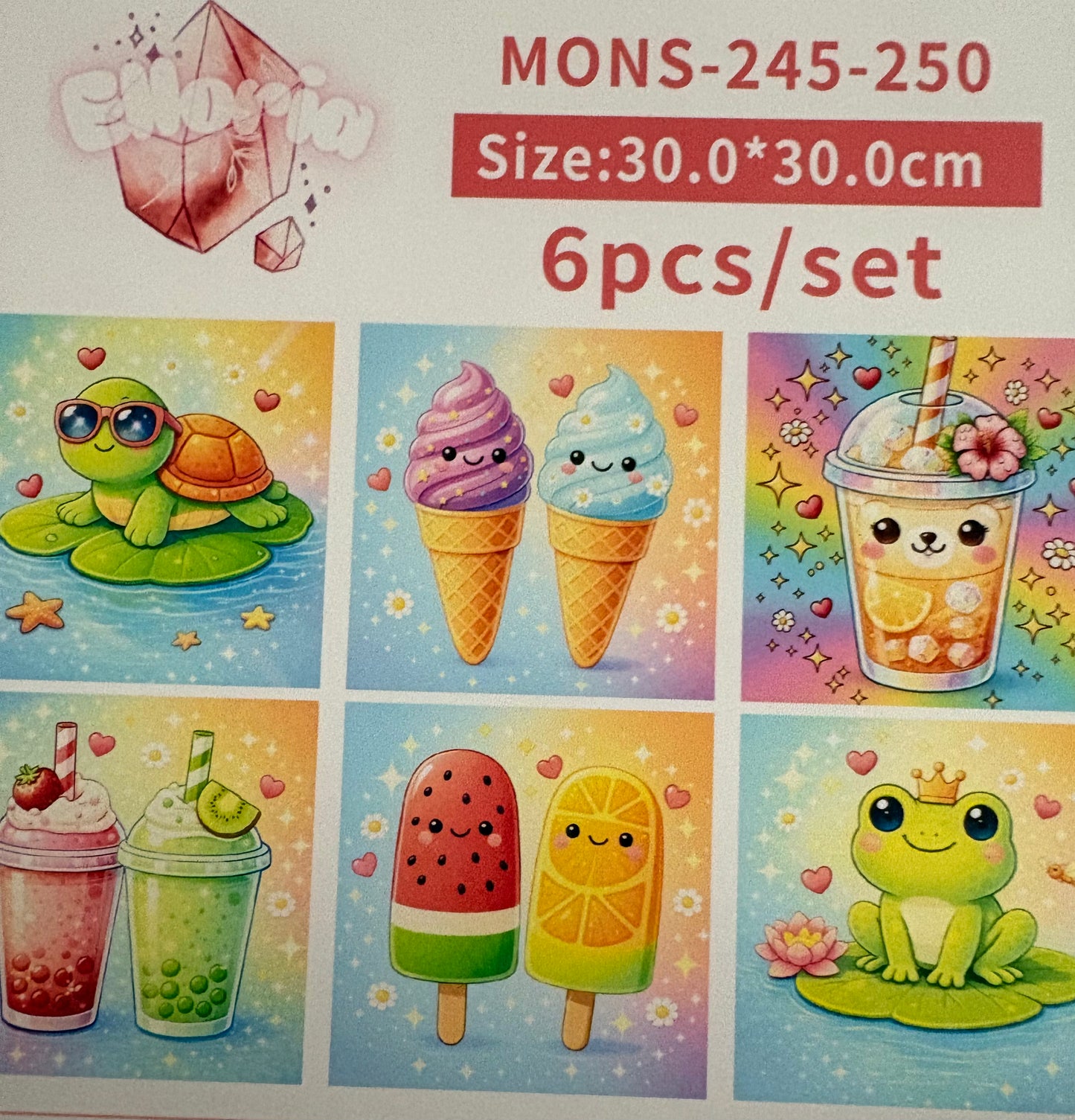 Mini collection kawaii summer (6 toiles) Diamond painting Elloria