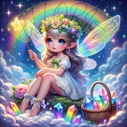 Diamond Painting Fée Arc-en-Ciel Chibi – Kit complet Elloria | Magie féerique & couleurs pastel