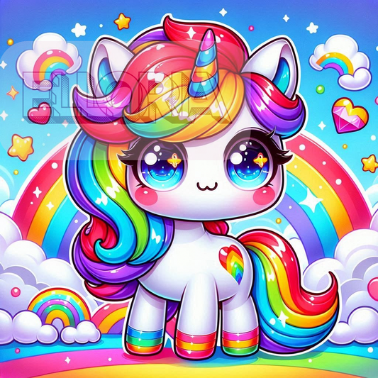 Kit Diamond Painting – Licorne arc-en-ciel kawaii 🌈🦄